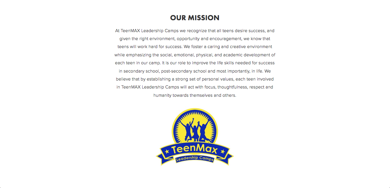 TeenMax Camps Mission